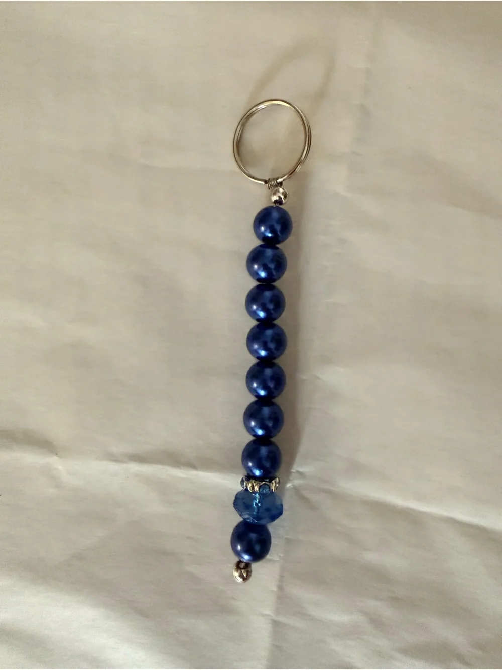 Hand made -Blue Beaded Keychain - Women's Accessory